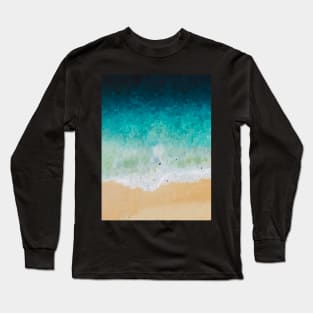 Blue gradient beach oil painting Long Sleeve T-Shirt